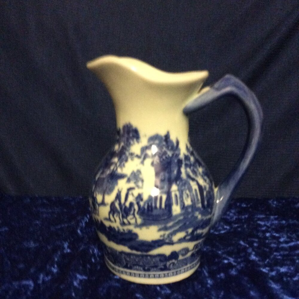 Vintage Victoria Ware Blue Transferware Pitcher